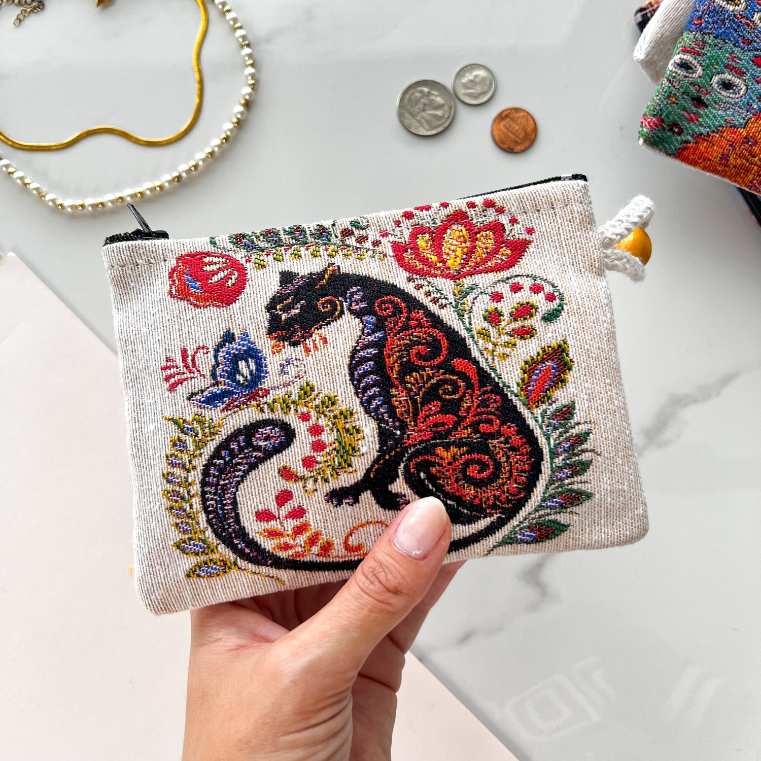 Small Woven Fabric Coin Purse
