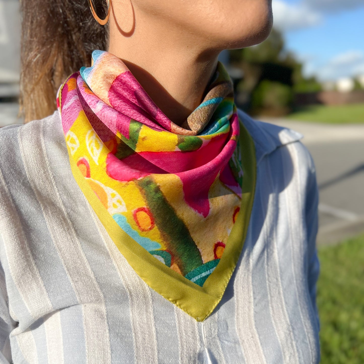 Soft and Silky Scarf, Floral Scarf, Square Bandana
