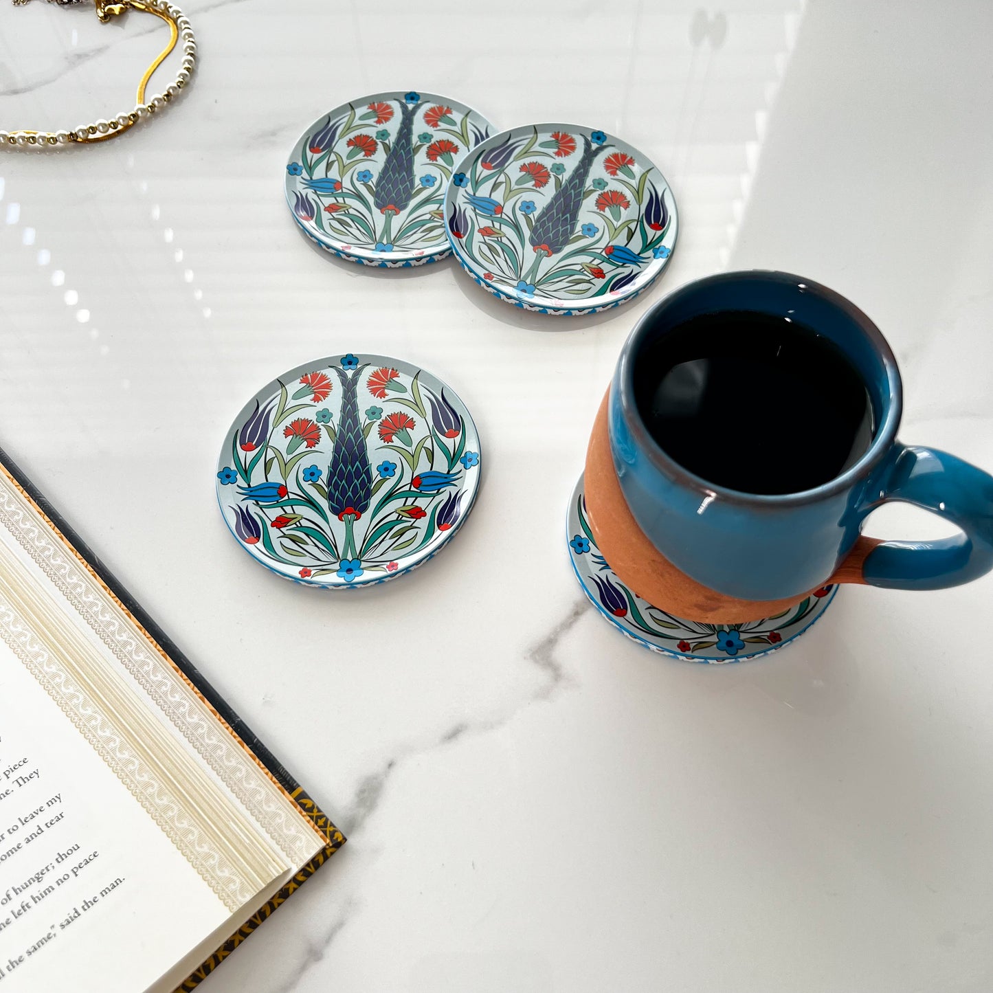 Floral Coaster, Tin Coaster, Cute Coaster