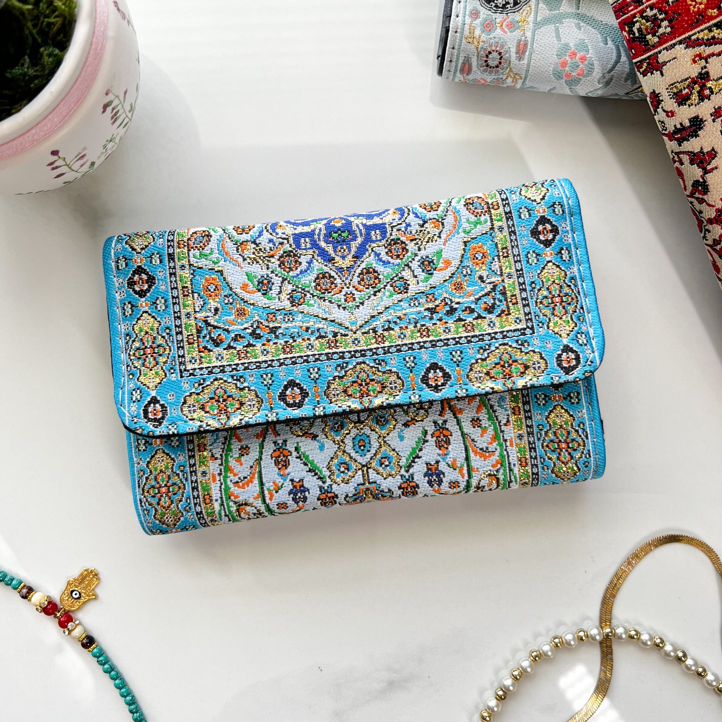 Blue Small Wallet for Women, Chic Wallet for Women, Handmade Wallet