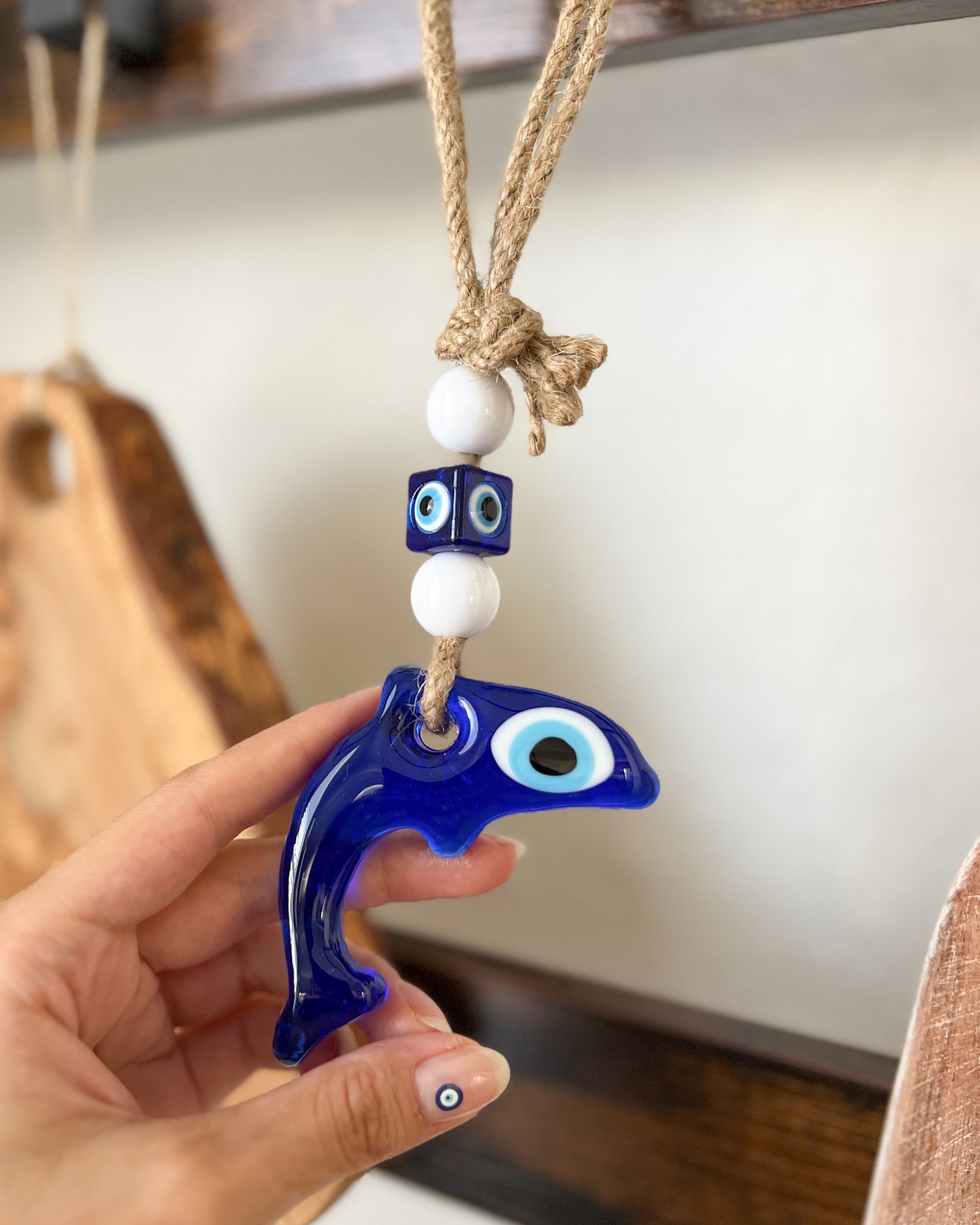 Fish Design Evil Eye Decor, Glass Wall Decor, Boho Home Decor