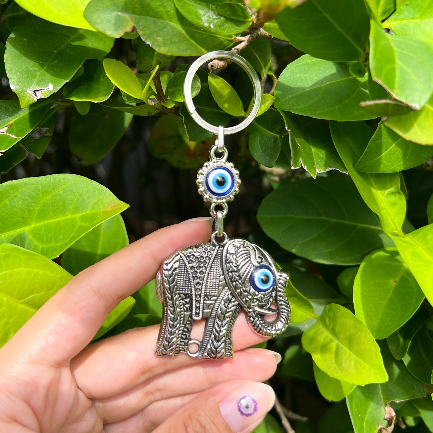 Elephant Keychain, Lucky Keychain, Evil Eye Keychain