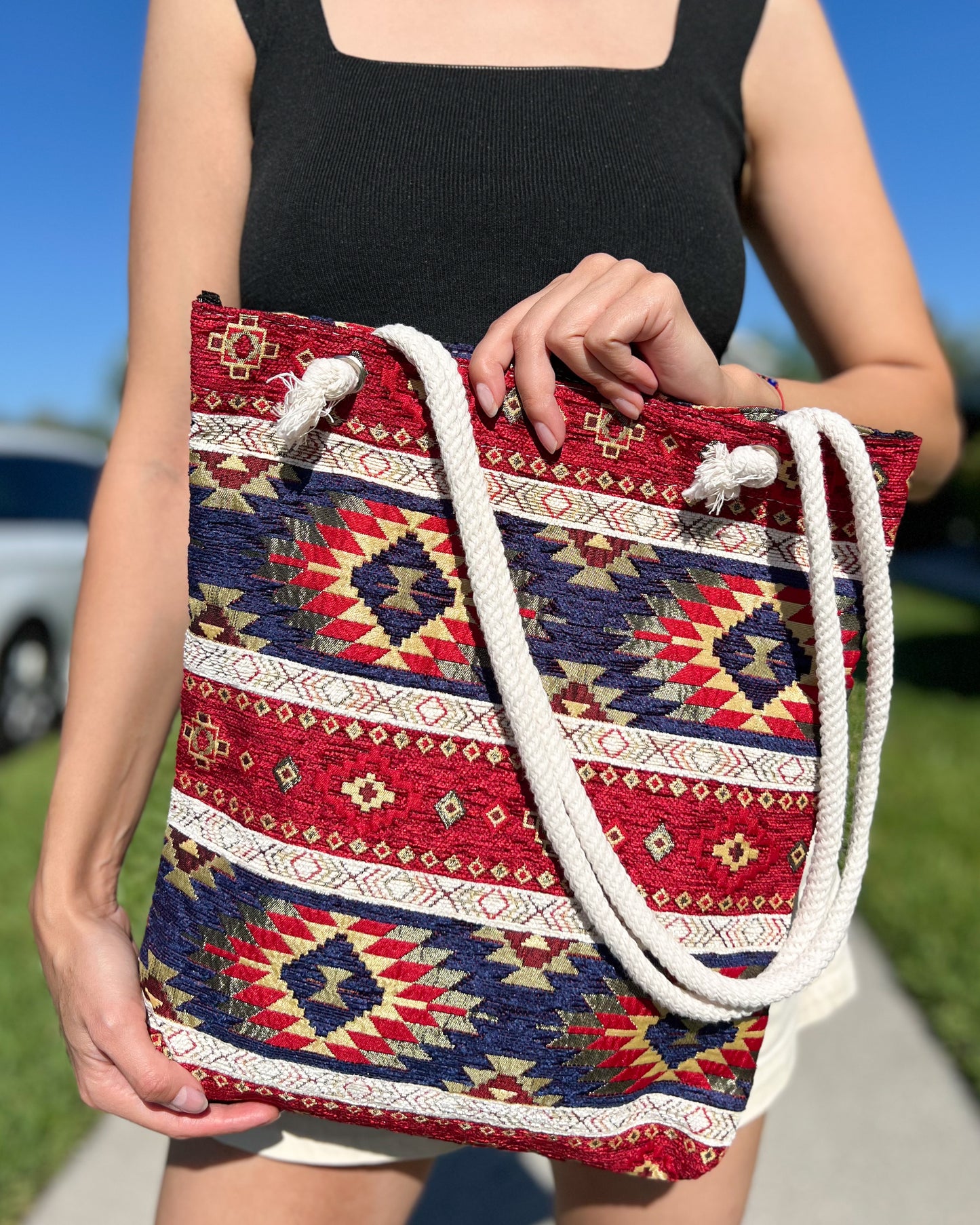 Turkish Rug Design Bag, Tote Bag for Women