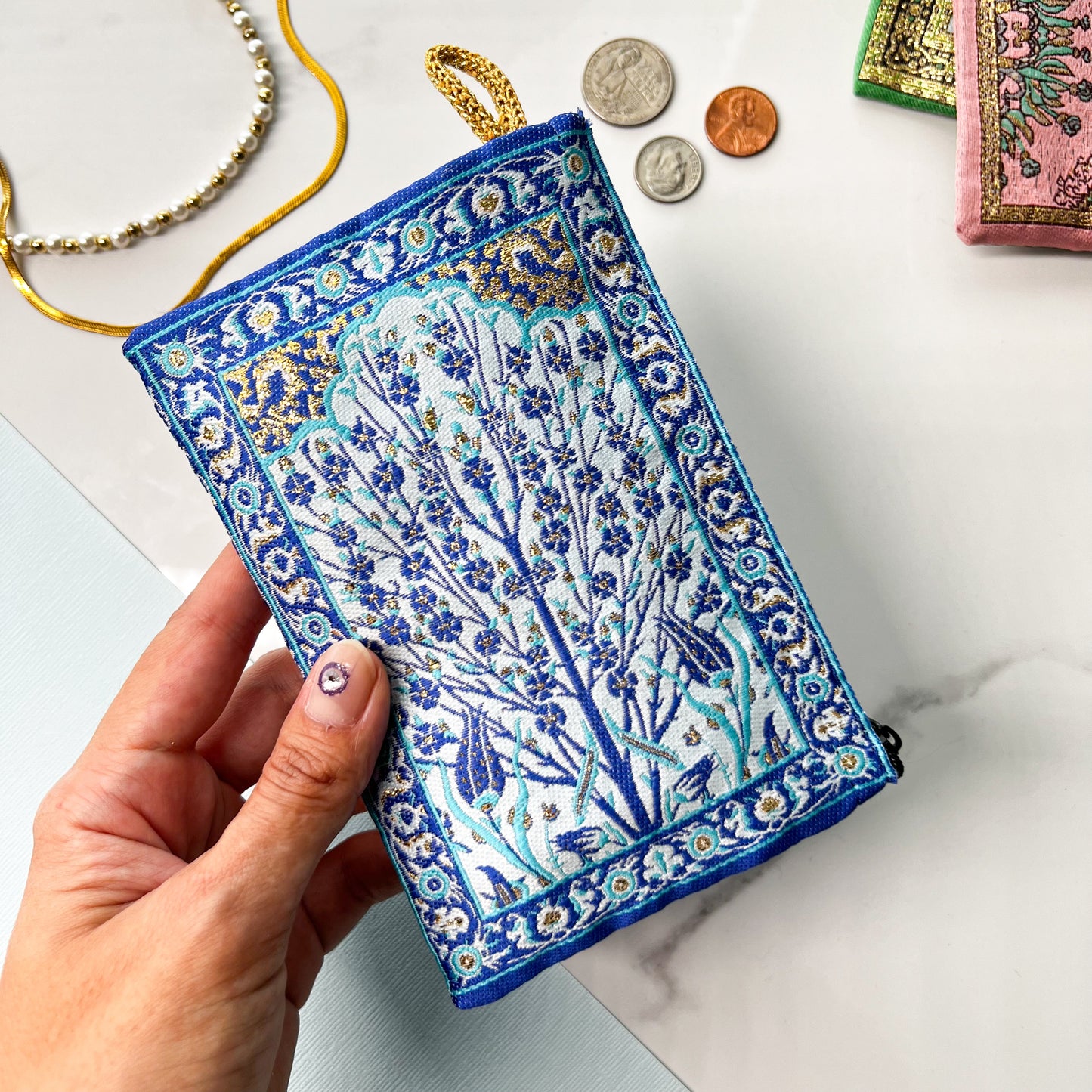 Floral Coin Purse, Handmade Zipper Pouch, Boho Coin Purse