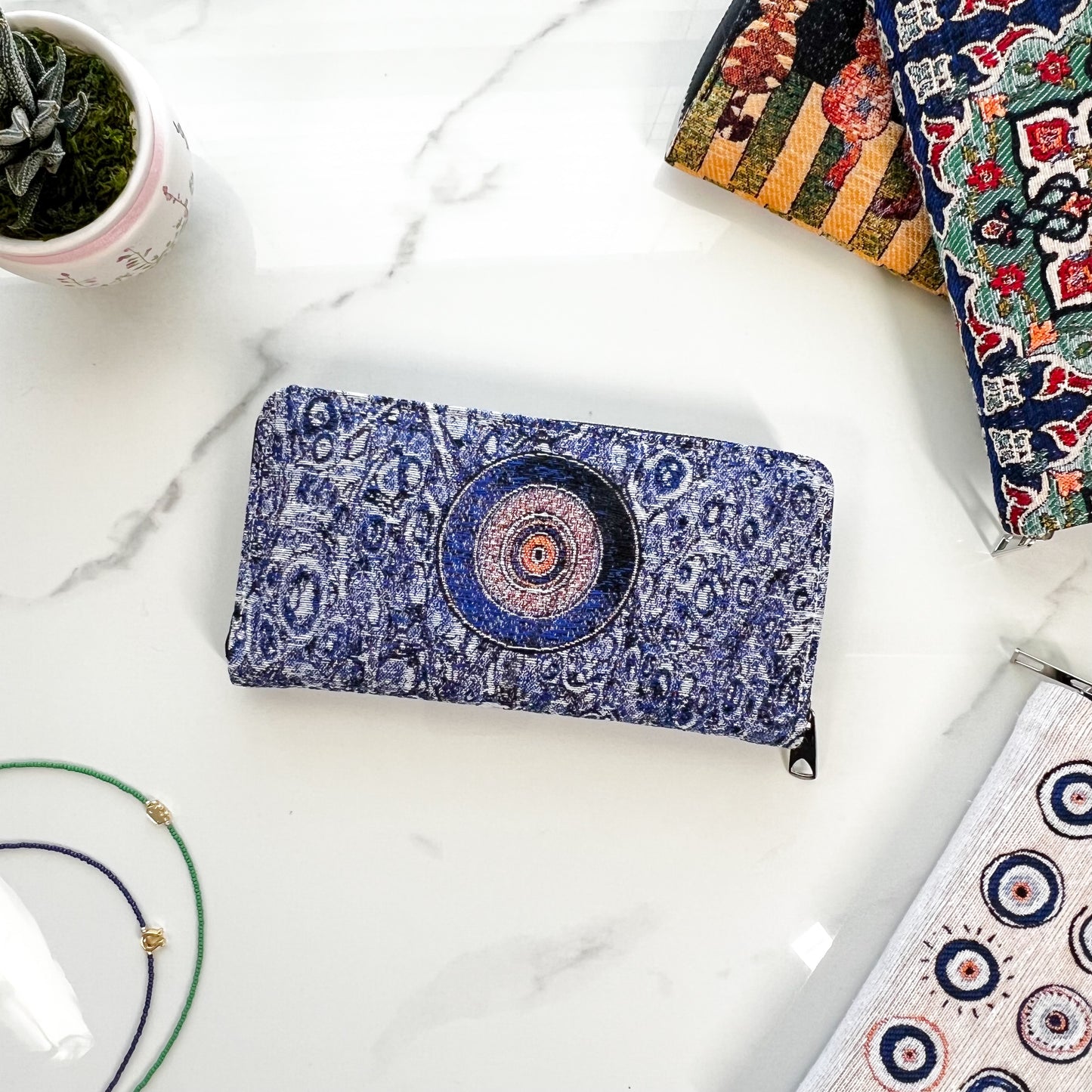 Evil Eye Wallet made from Premium Woven Fabric
