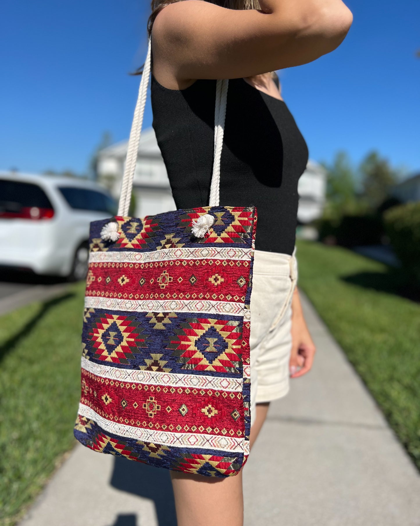 Turkish Rug Design Bag, Tote Bag for Women