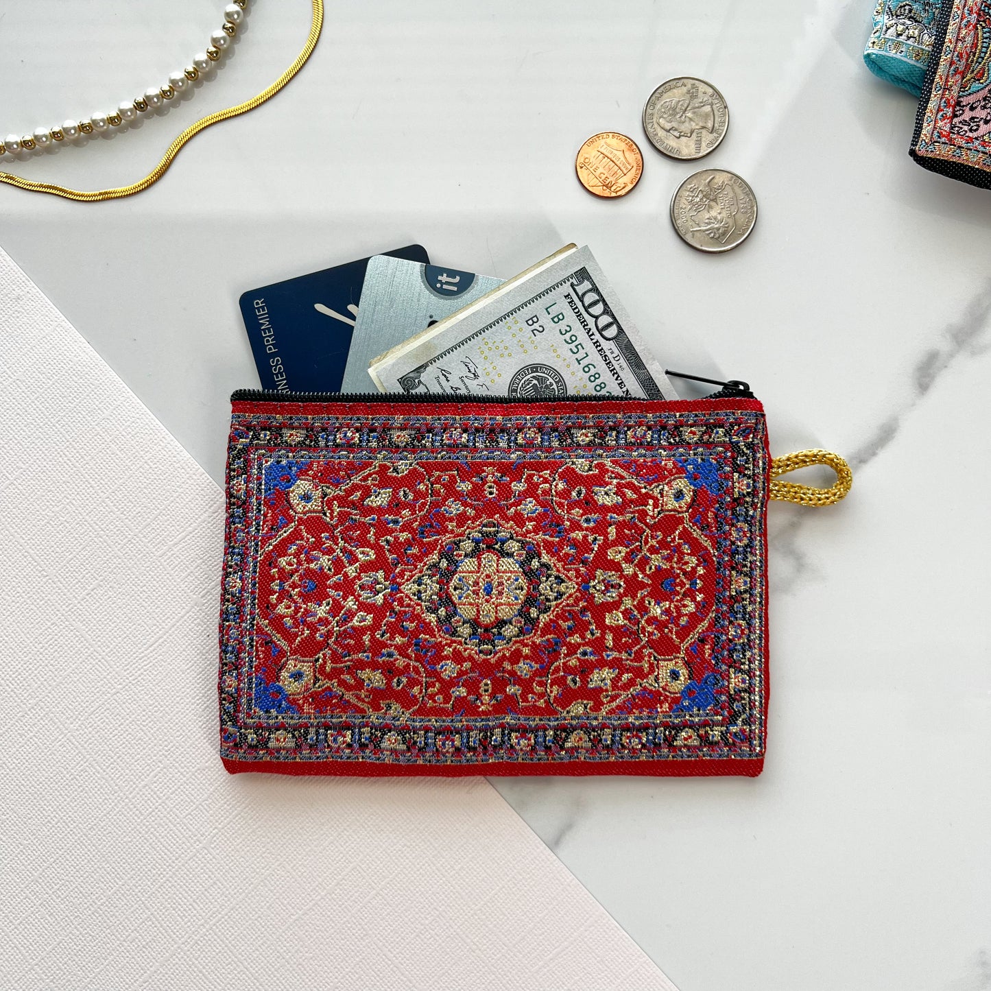 Rug Design Coin Purse, Handmade Pouch