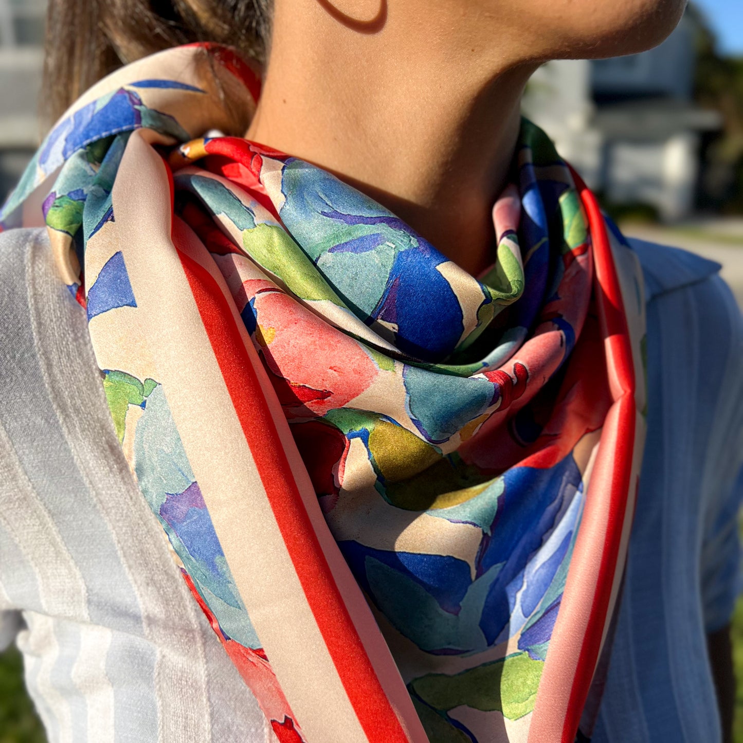 Square Scarf, Soft Bandana, Floral Scarf