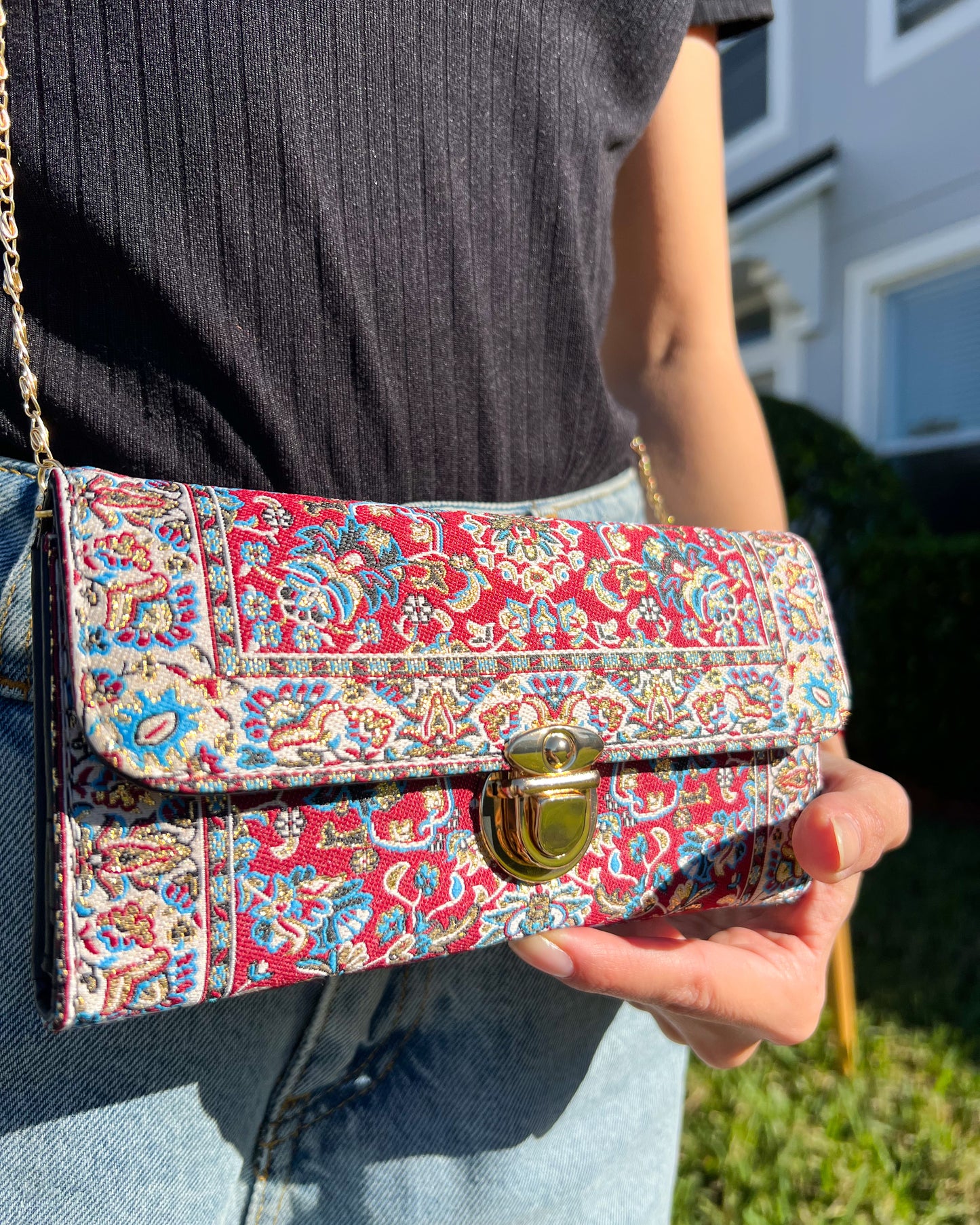 Boho Crossbody Bag, Rug Design Small Shoulder Bag
