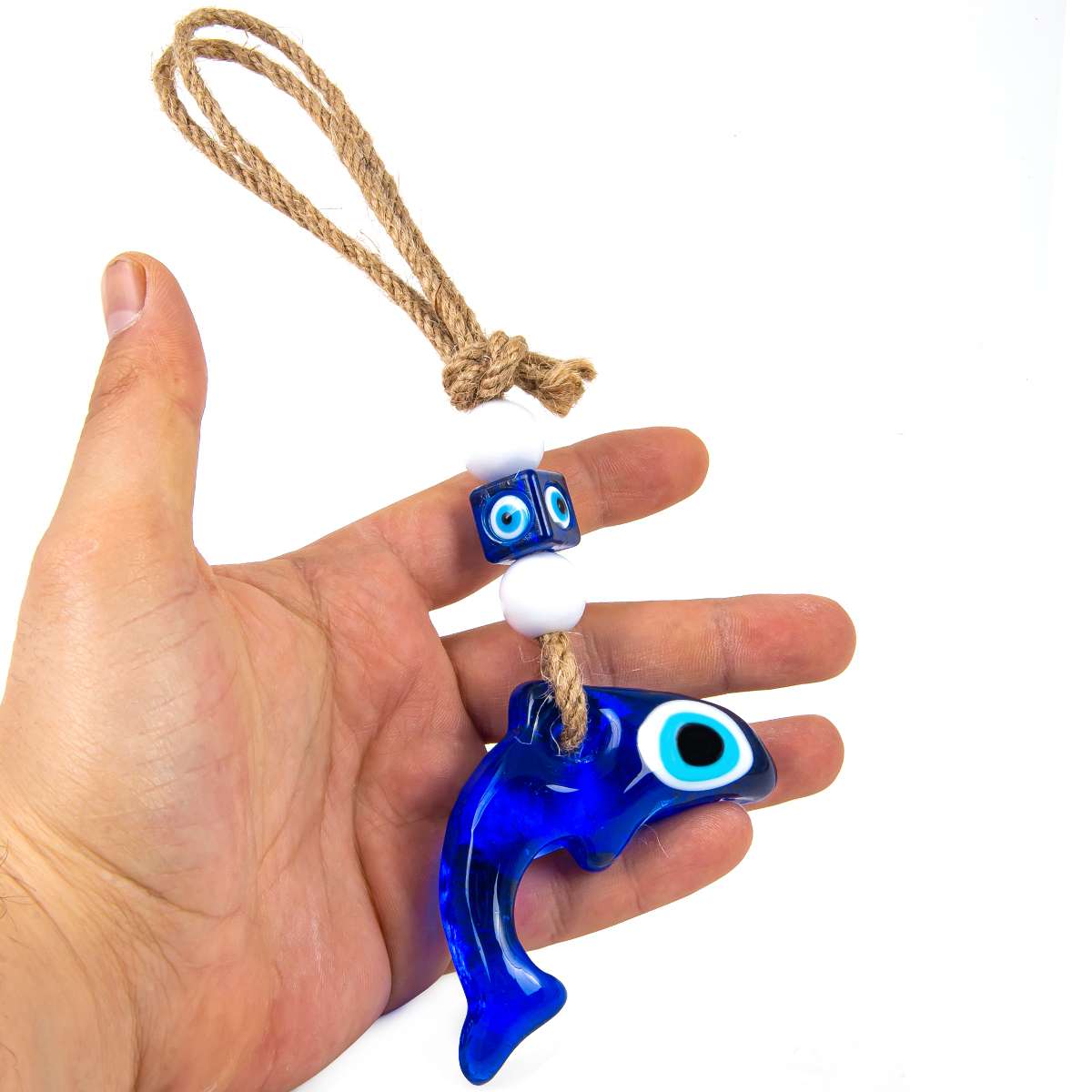 Fish Design Evil Eye Decor, Glass Wall Decor, Boho Home Decor