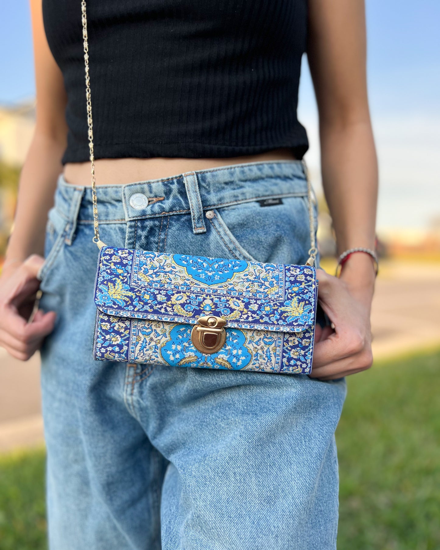 Rug Design Crossbody Bag, Boho Shoulder Bag
