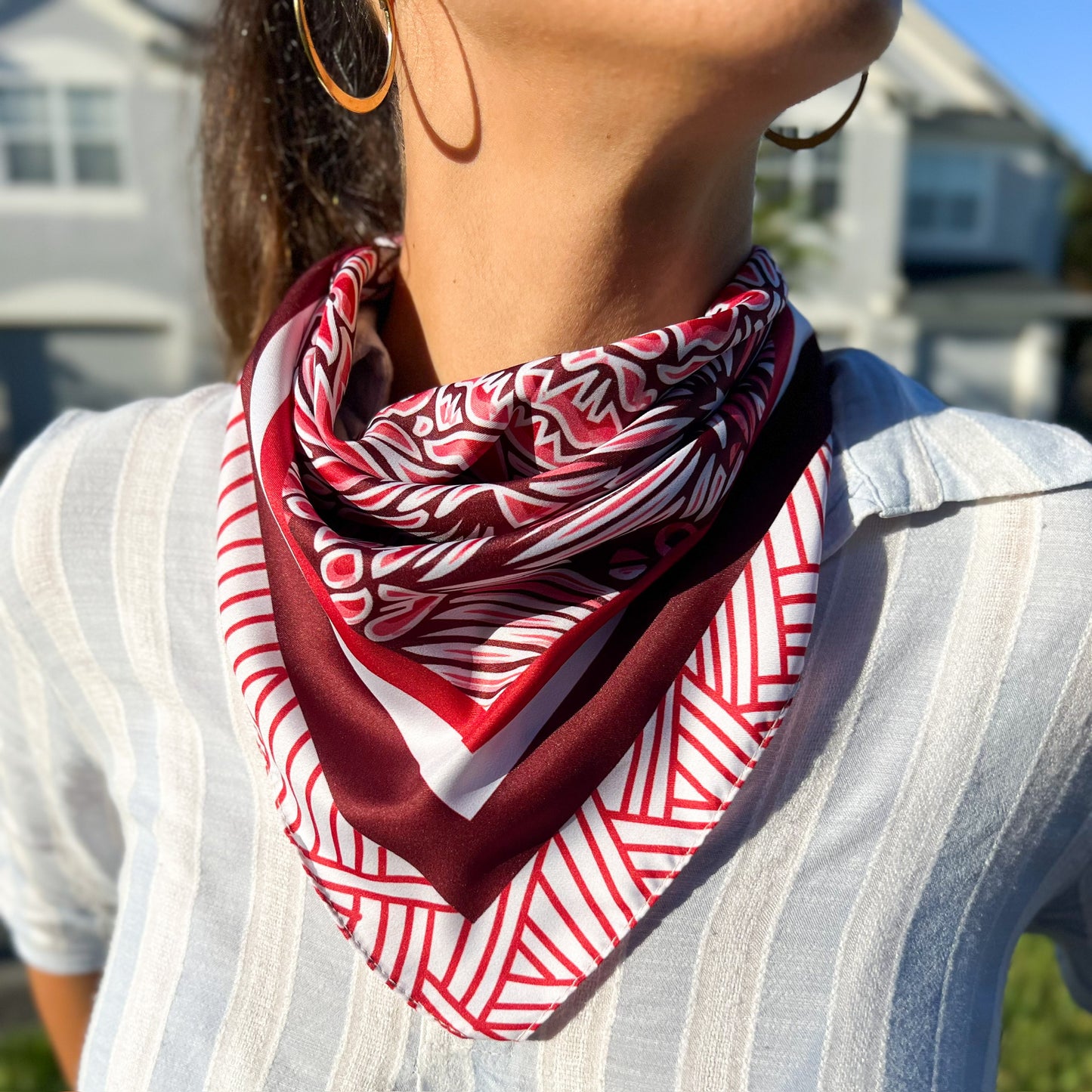 Floral Square Scarf, Soft Bandana, Luxury Scarf