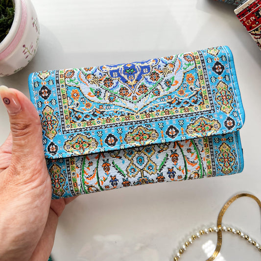 Blue Small Wallet for Women, Chic Wallet for Women, Handmade Wallet