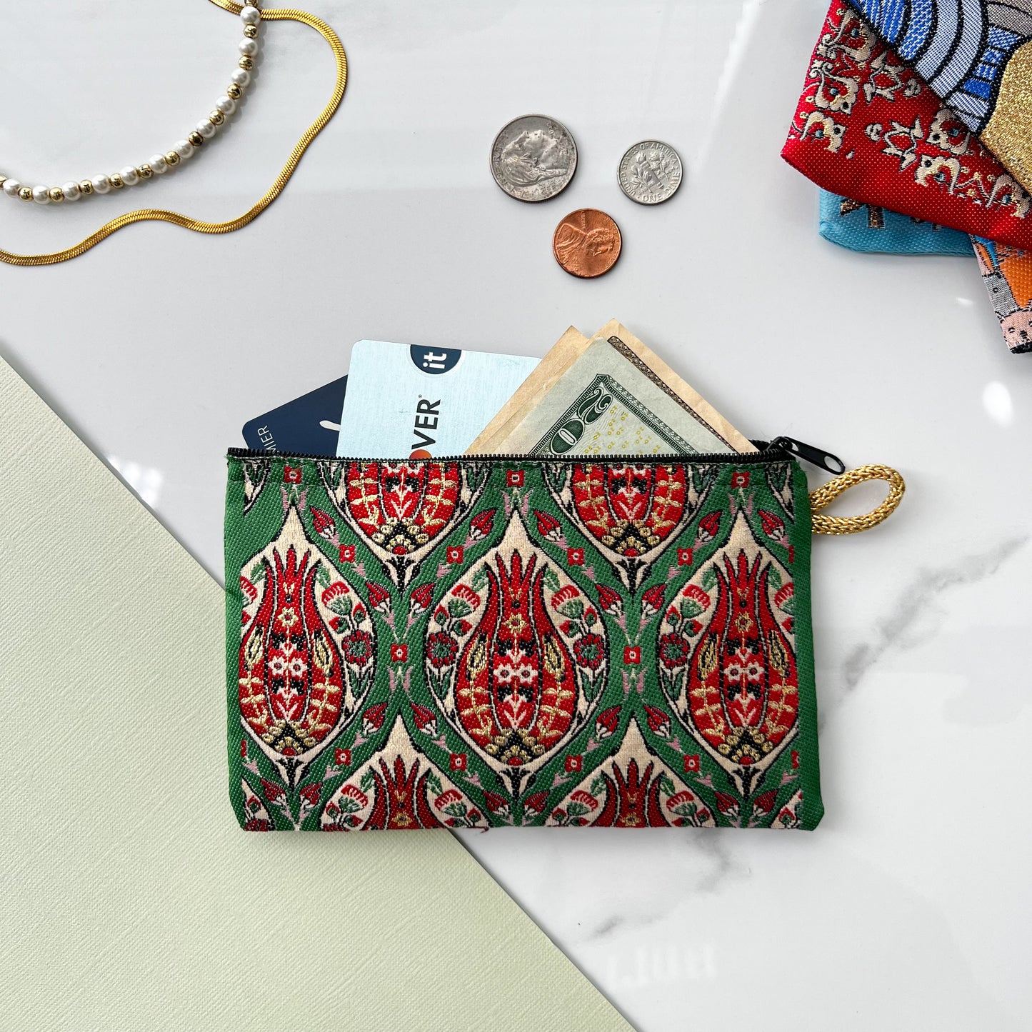 Tulip Coin Purse, Floral Coin Purse, Handmade Pouch