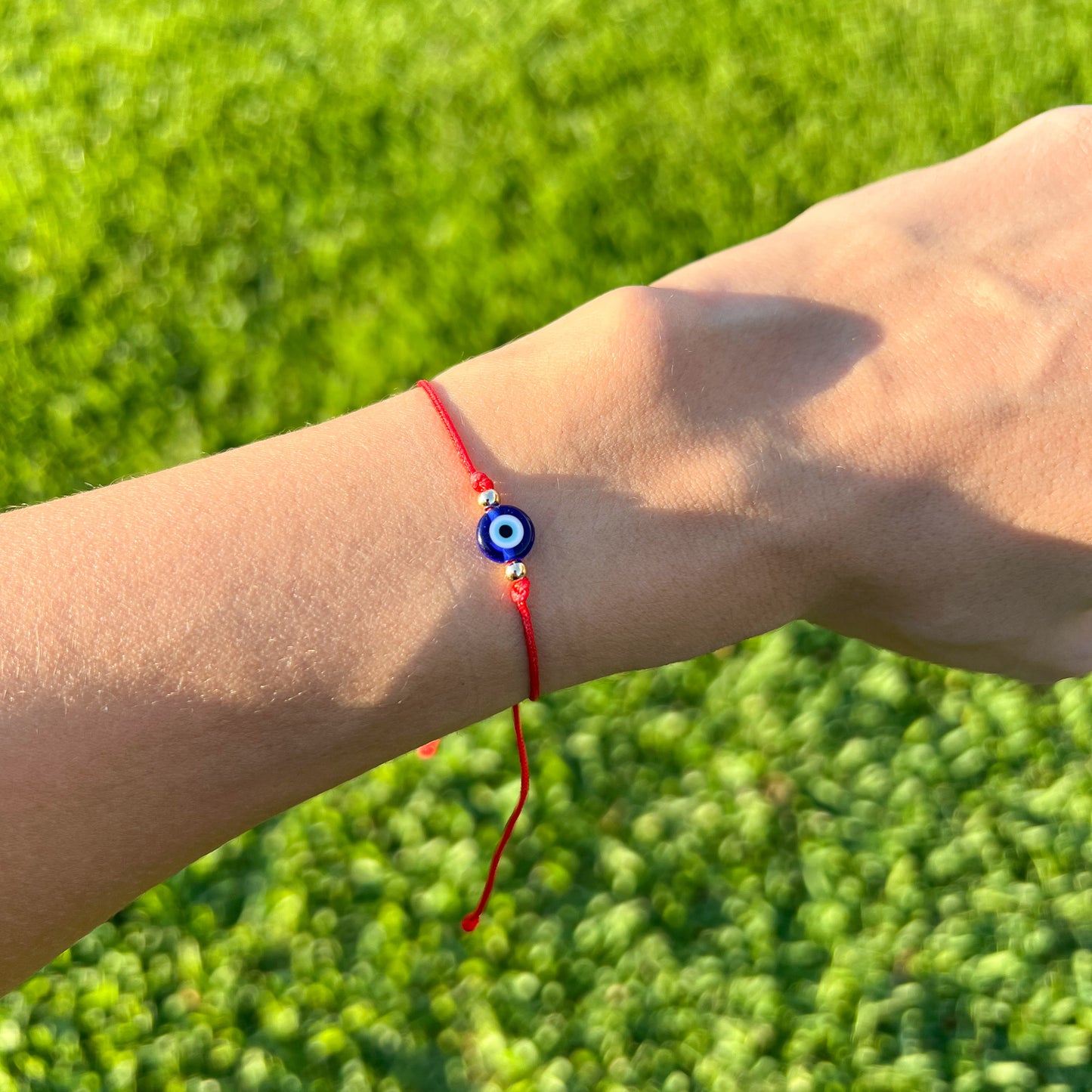 Evil Eye Cord Bracelet with Adjustable String, Red Cord Bracelet with Evil Eye