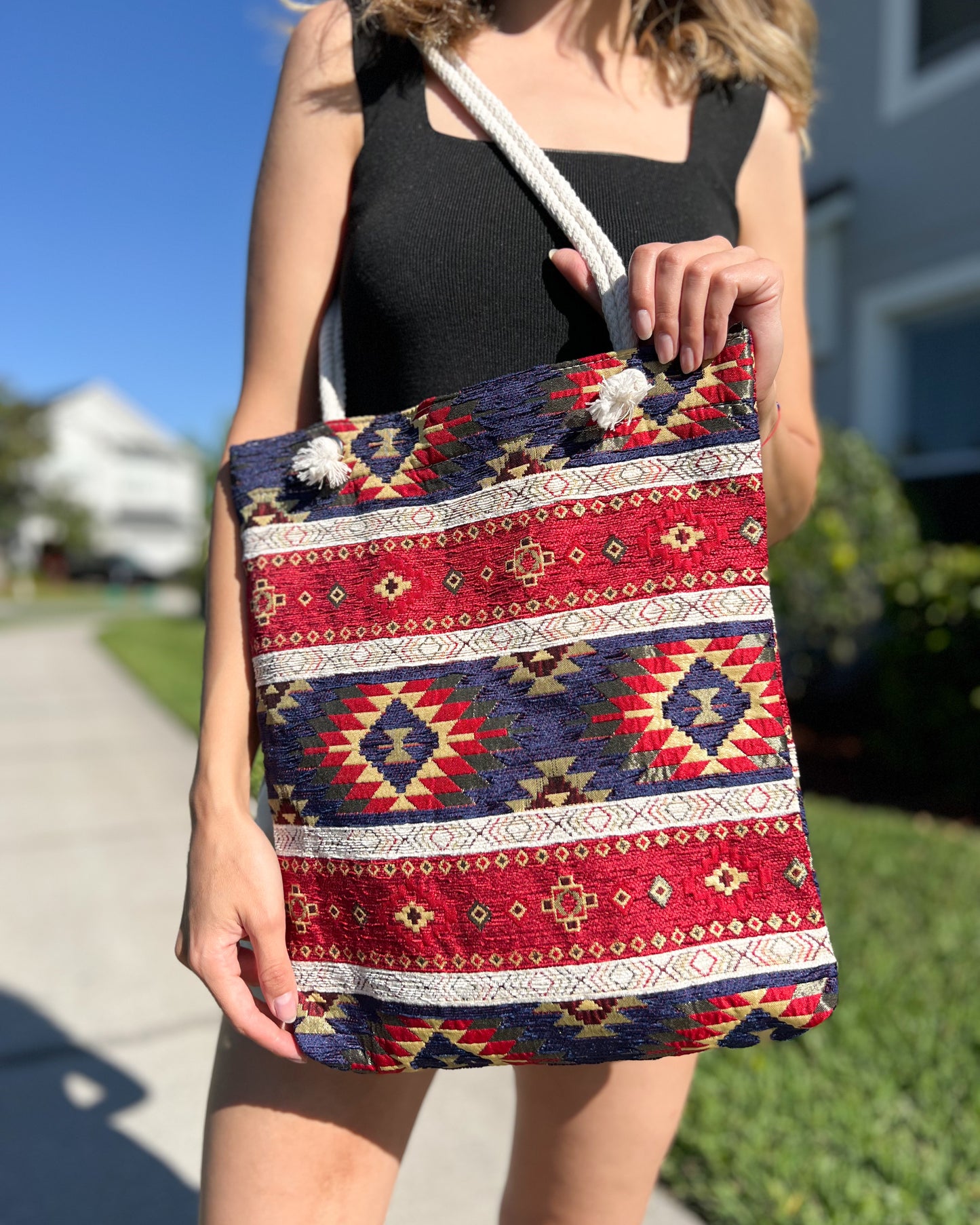 Turkish Rug Design Bag, Tote Bag for Women