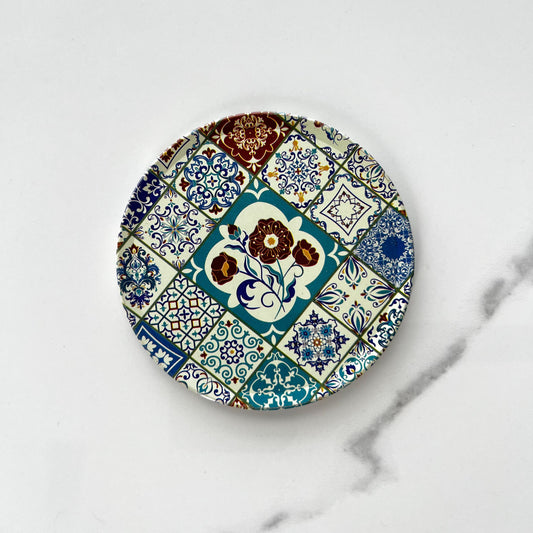 Mediterranean Coaster, Boho Office Decor, Floral Coaster
