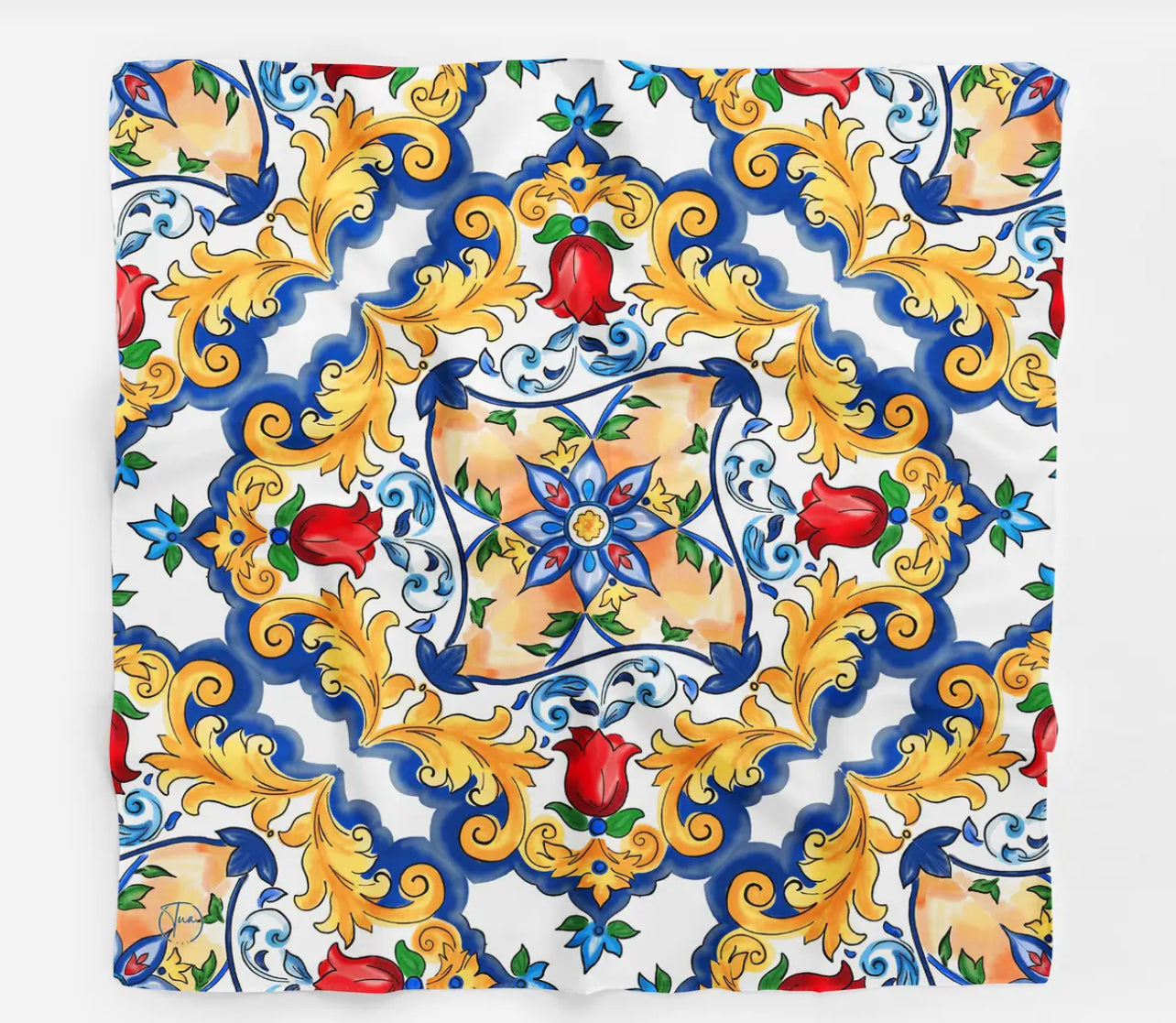 Floral Scarf, Luxury Scarf, Floral Bandana, Satin Bandana