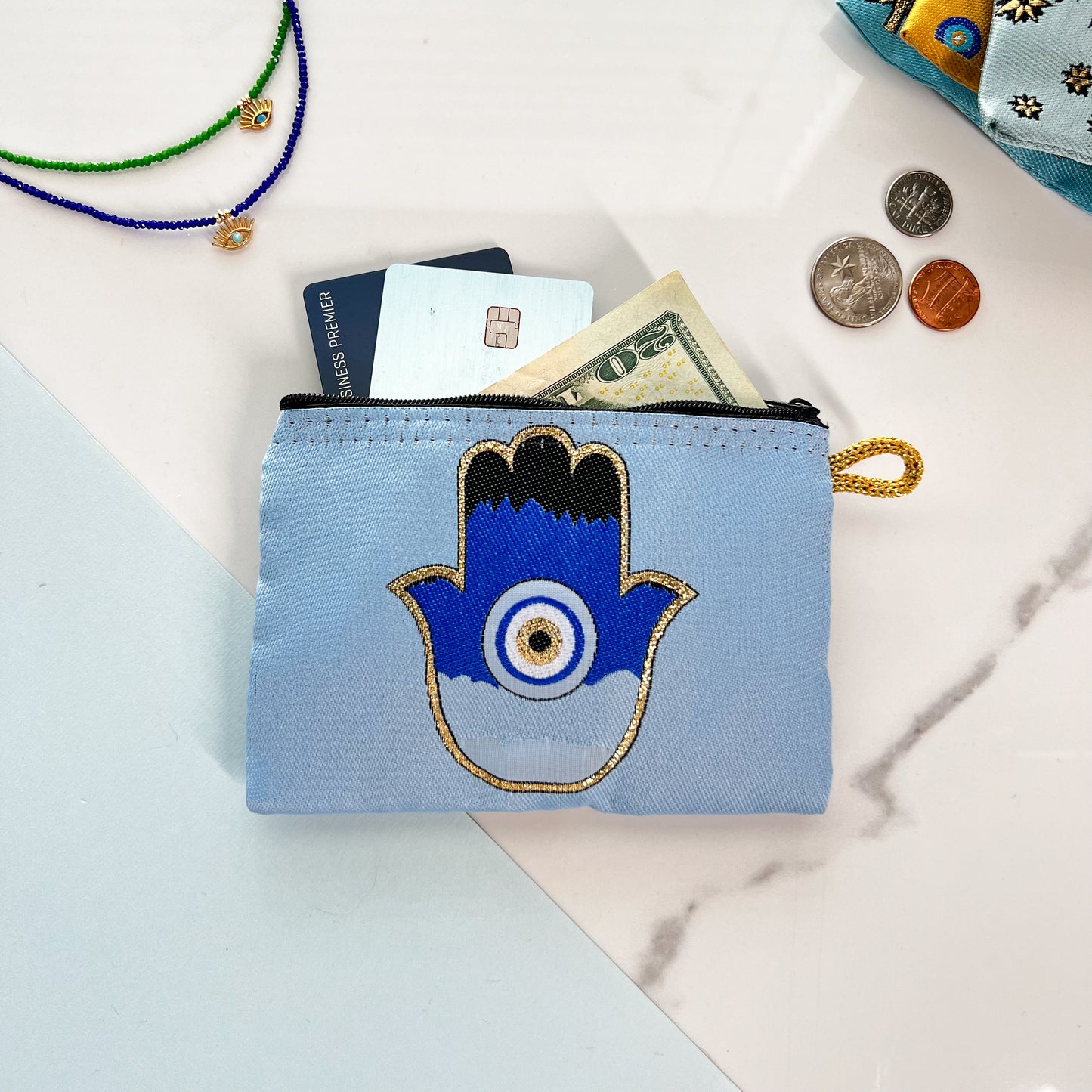 Hamsa Hand Coin Purse, Evil Eye Favors, Evil Eye Design