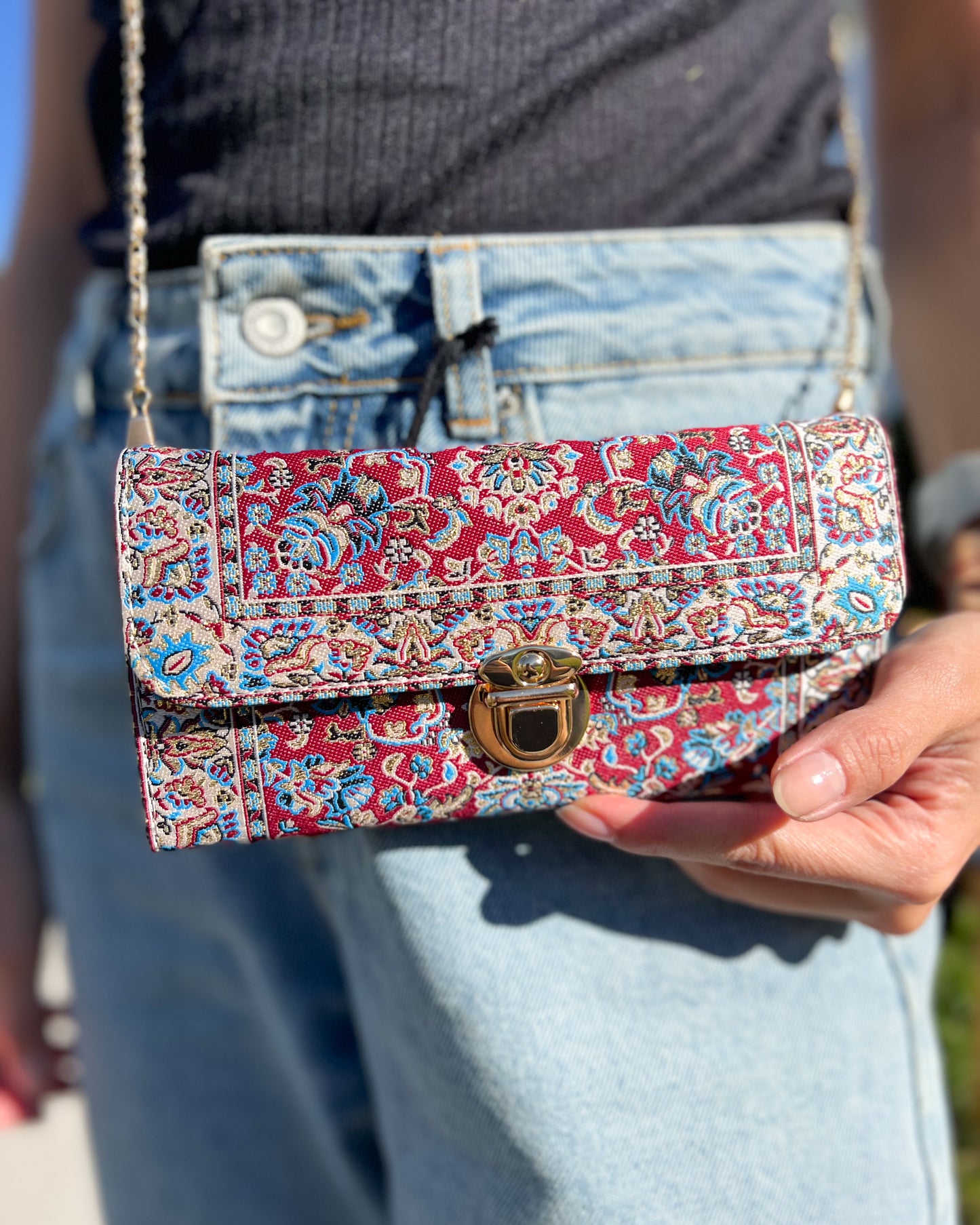 Boho Crossbody Bag, Rug Design Small Shoulder Bag