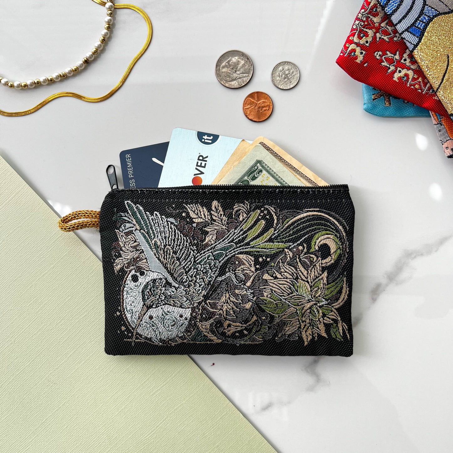 Bird Design Coin Purse, Boho Coin Purse, Artistic Purse