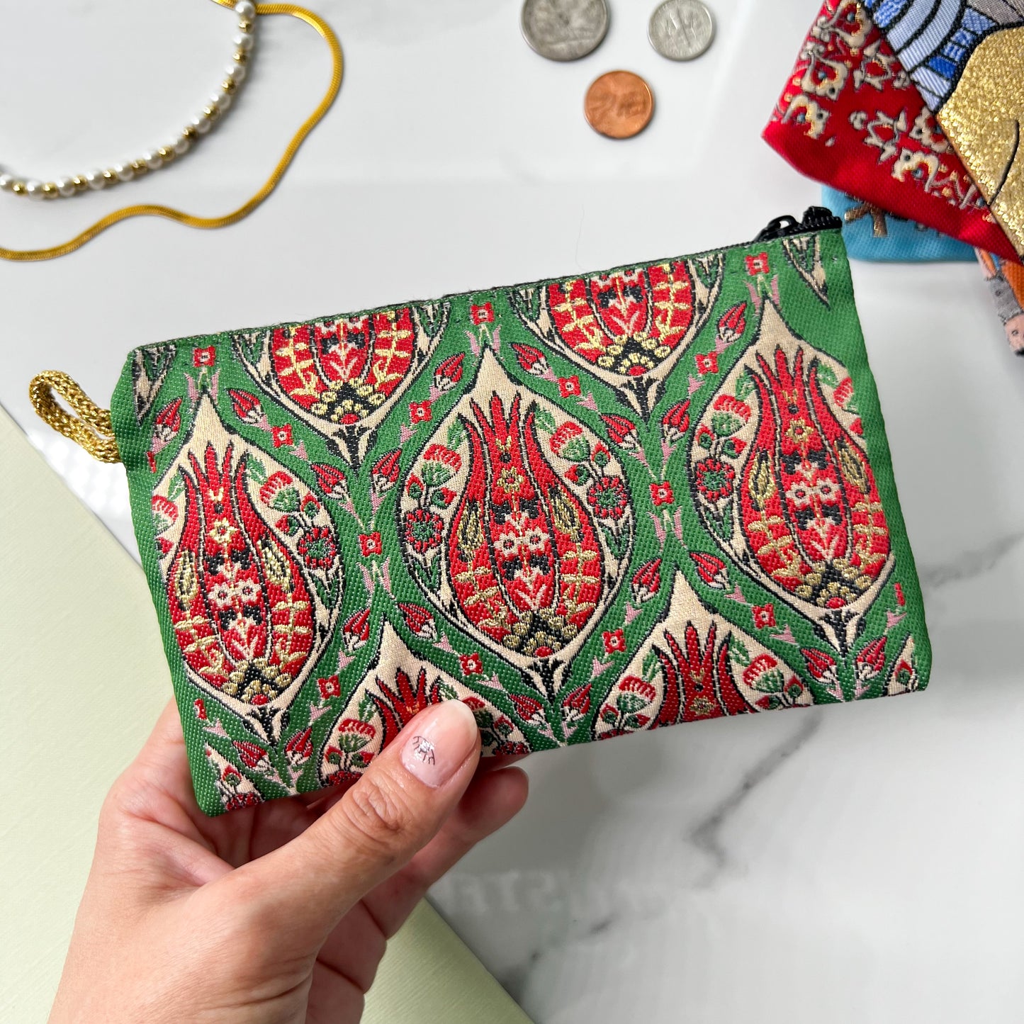 Tulip Coin Purse, Floral Coin Purse, Handmade Pouch
