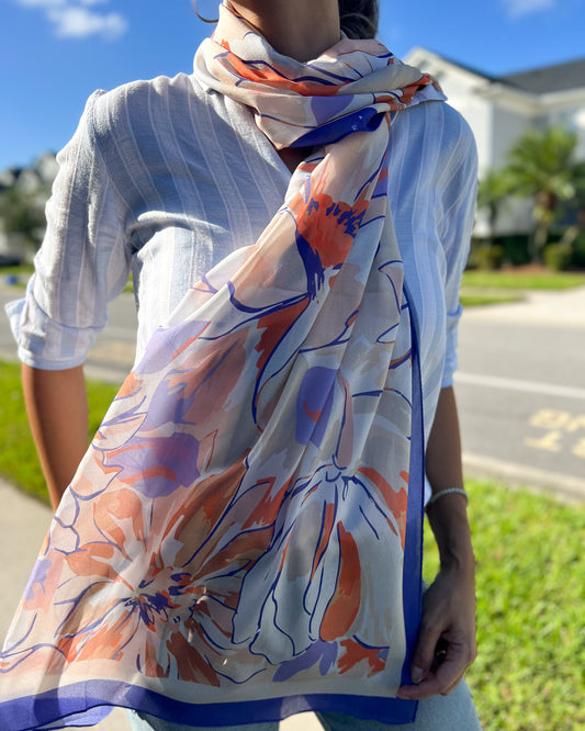 Super Soft Wrap, Silky Pashmina for Women, Floral Scarf