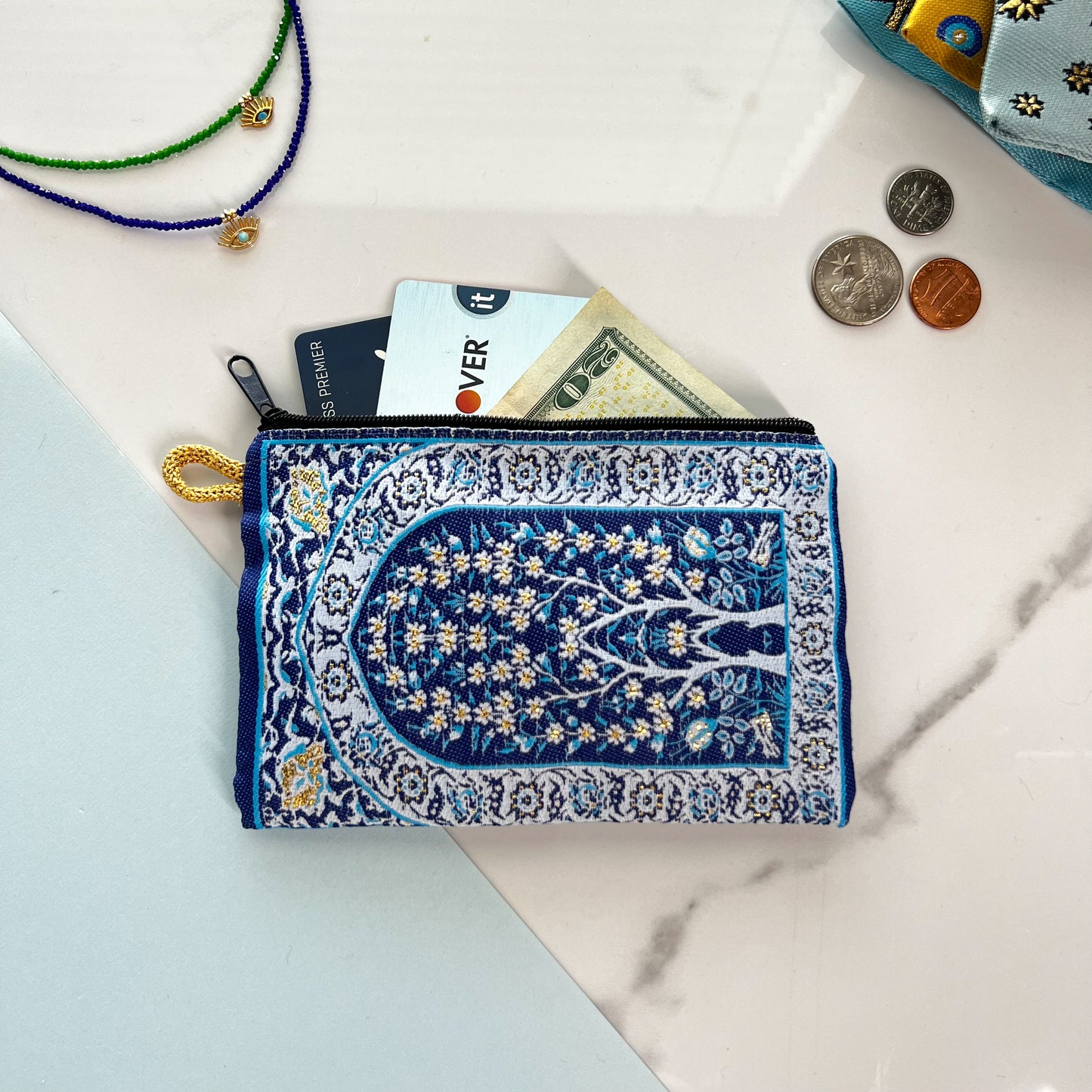 Rug Design Coin Purse, Fabric Zipper Pouch