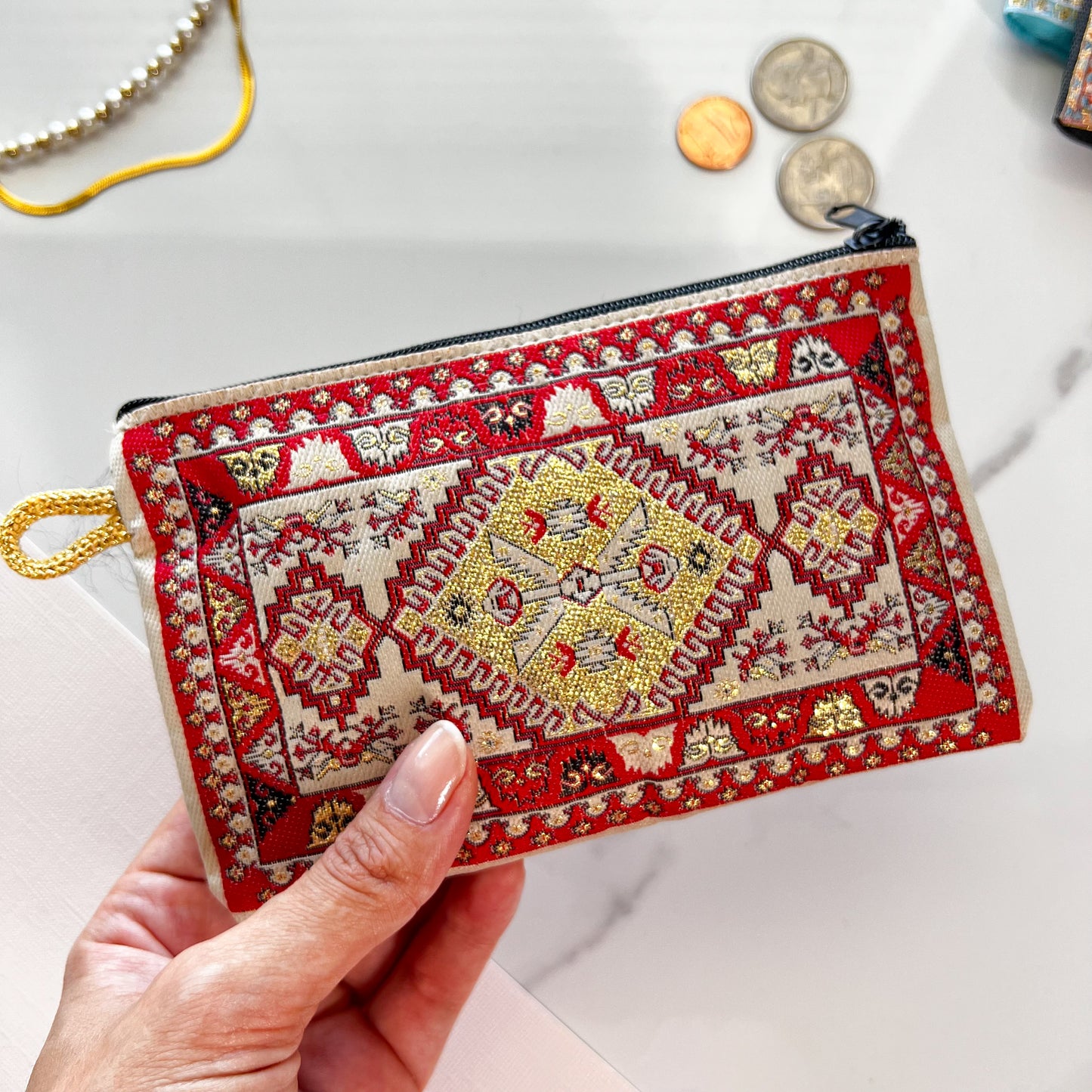 Handmade Coin Pouch, Fabric Zipper Pouch