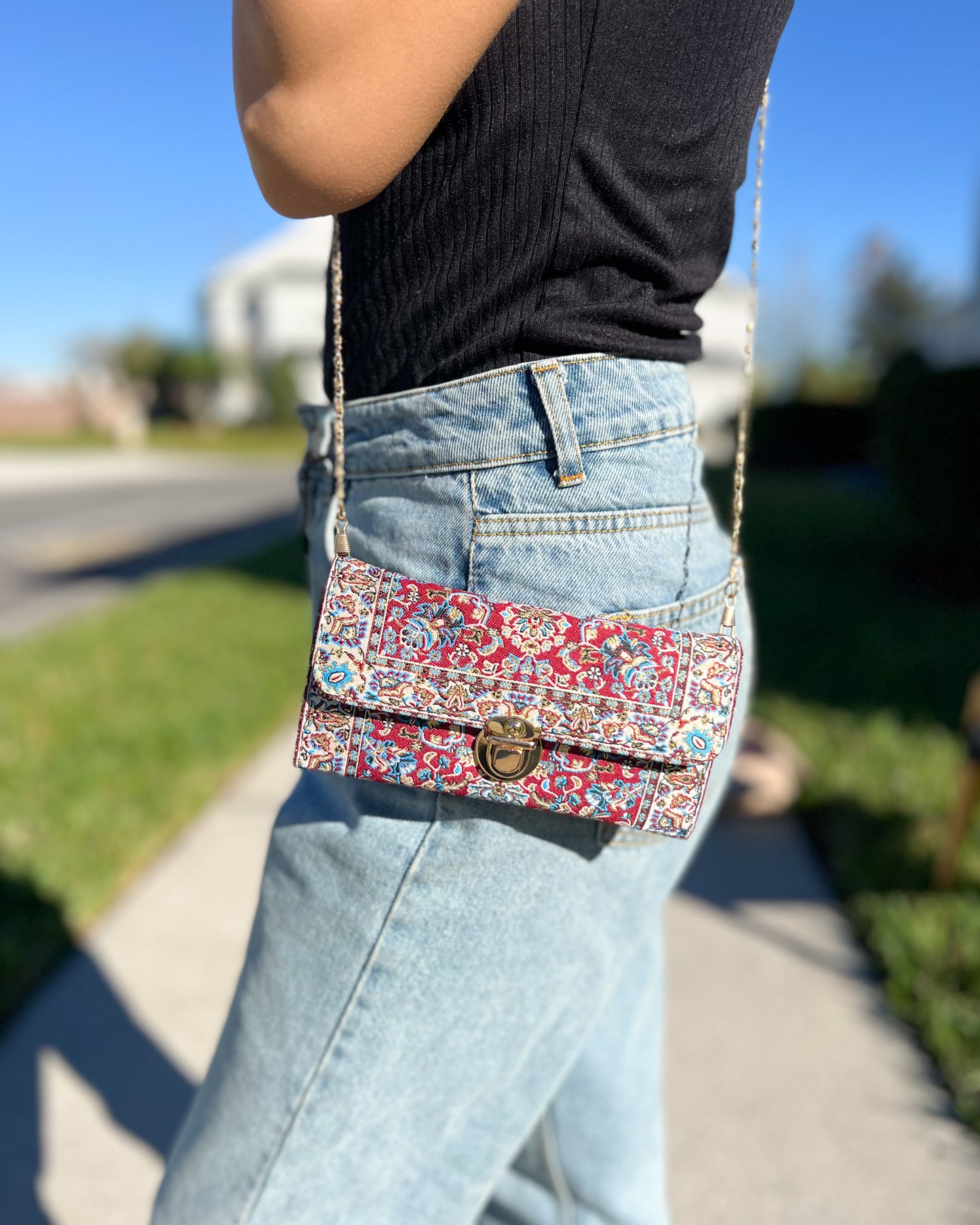 Boho Crossbody Bag, Rug Design Small Shoulder Bag