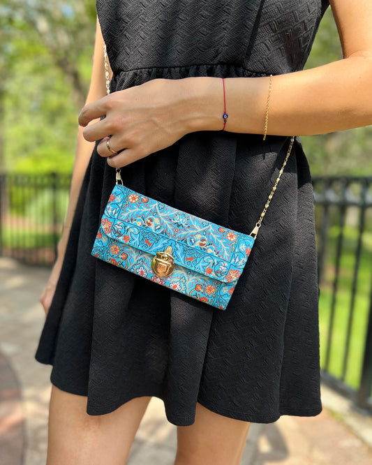Turquoise Crossbody Bag, Boho Shoulder Bag, Handmade Bag for Women