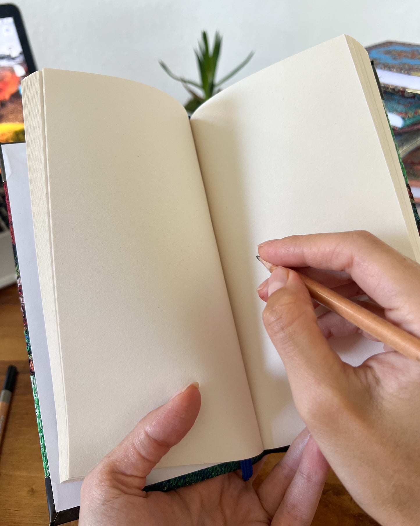 Woven Fabric Hardcover Notebook, Unlined Journal,