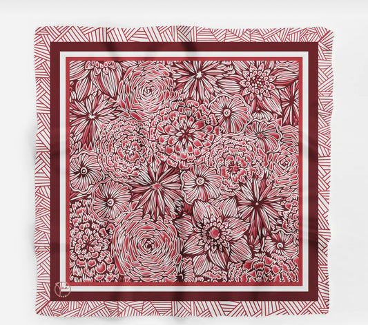Floral Square Scarf, Soft Bandana, Luxury Scarf