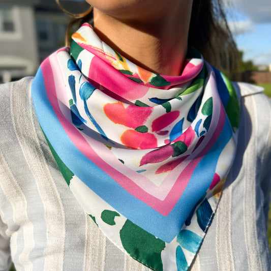 Floral Scarf, Square Scarf, Soft Floral Bandana