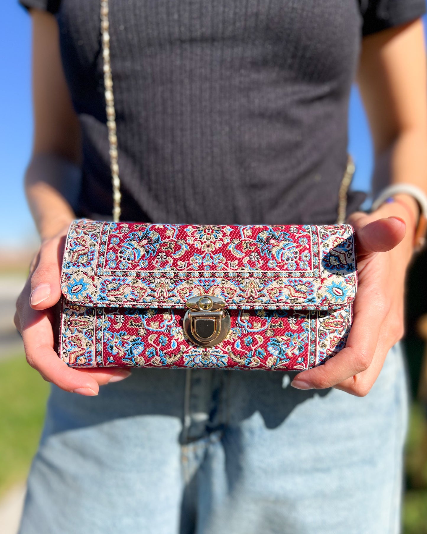 Boho Crossbody Bag, Rug Design Small Shoulder Bag