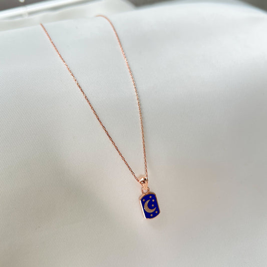 Celestial Silver Necklace, Bohemian Necklace with Pendant