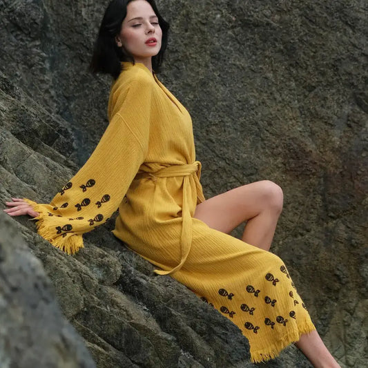 Soft Kimono, Cotton Kaftan, Muslin Bathrobe, Long Kimono