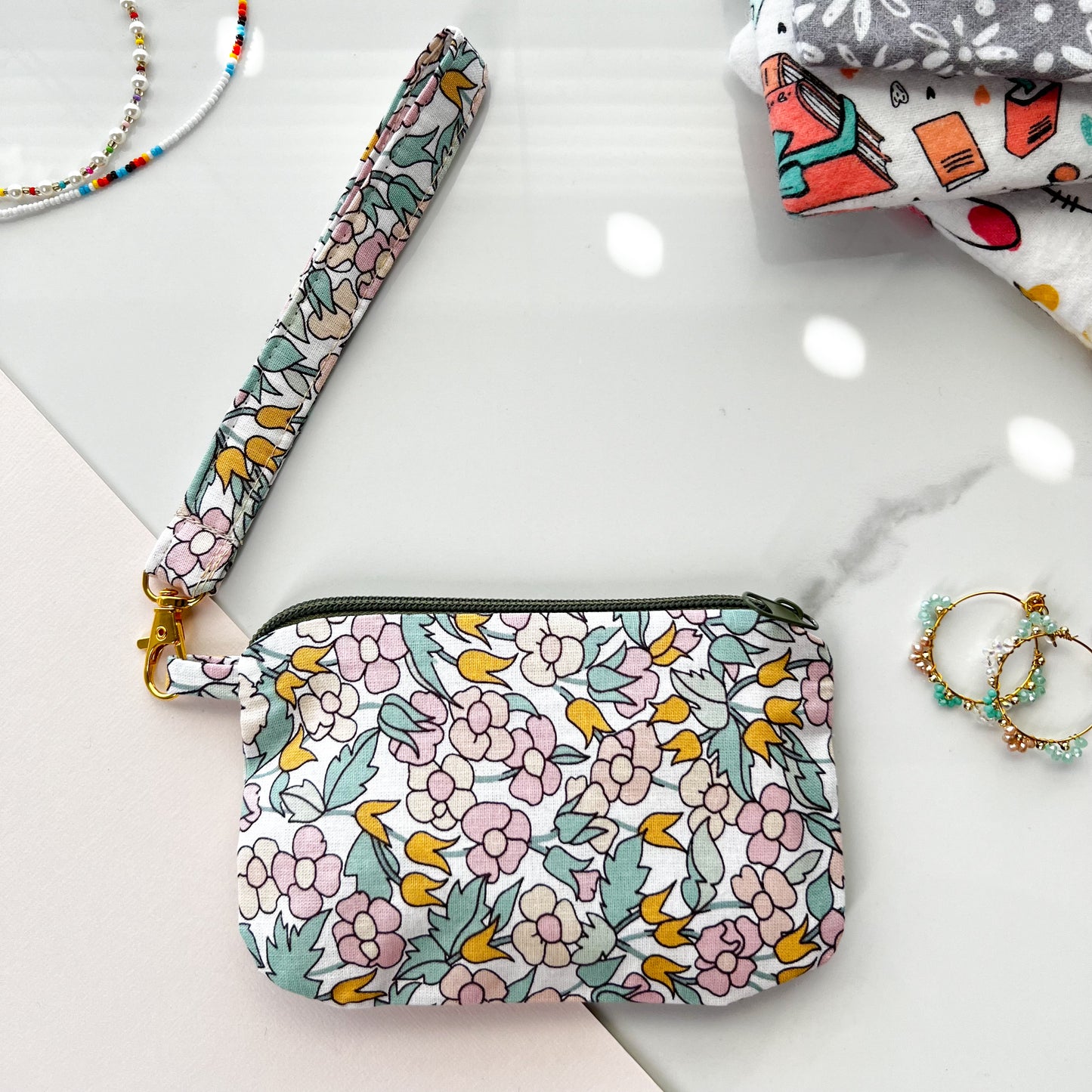 Floral Wristlet Keychain, Cute Wristlet for Purses and Wallets