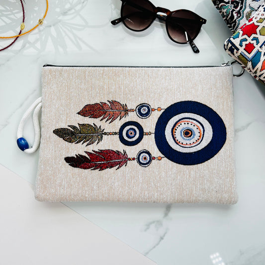 Boho Clutch Purse, Wristlet Wallet, Handcrafted Clutch Bag