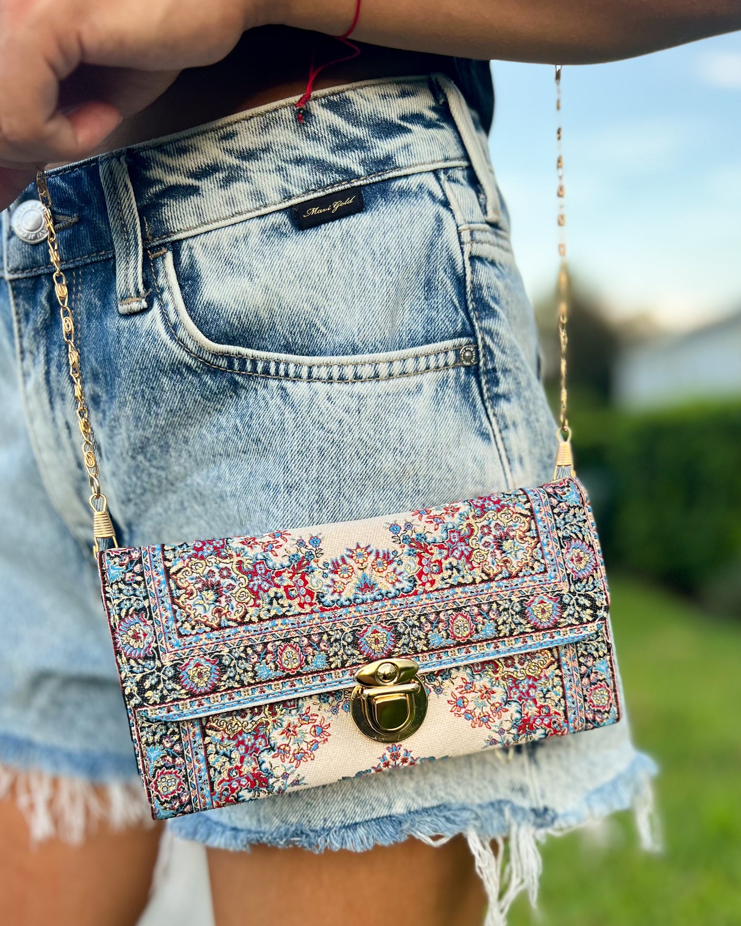 Beige Crossbody Bag, Rug Design Purse, Small Bag for Women