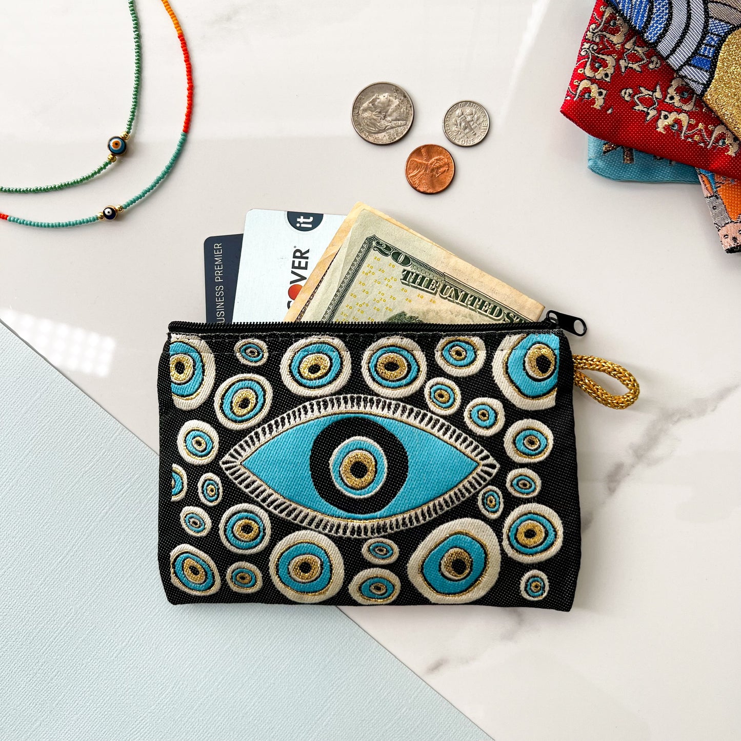 Evil Eye Pouch, Boho Coin Purse, Handmade Coin Purse