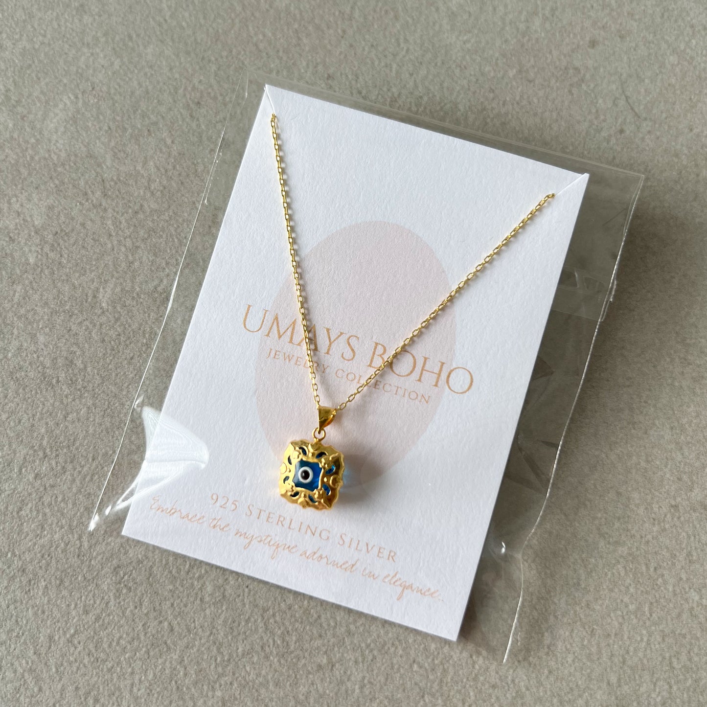 Gold Plated Sterling Silver Necklace, Evil Eye Necklace
