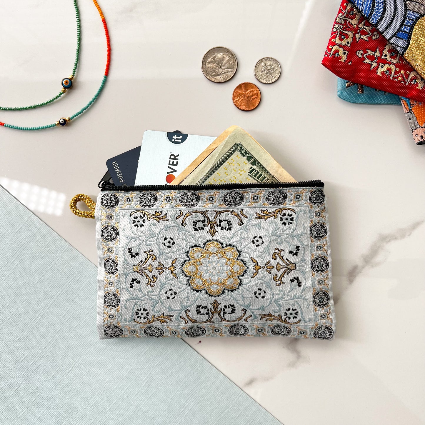 Handmade Coin Purse, Fabric Pouch, Boho Purse
