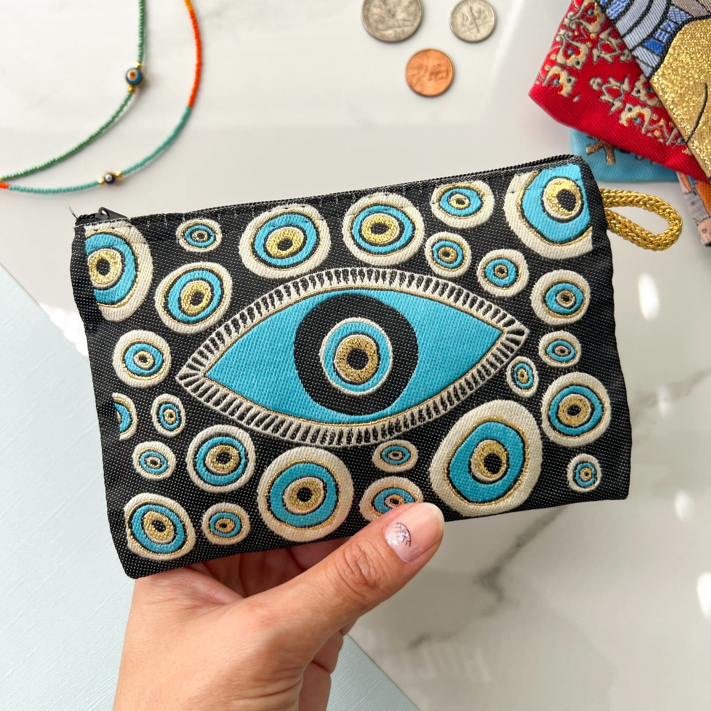 Evil Eye Pouch, Boho Coin Purse, Handmade Coin Purse