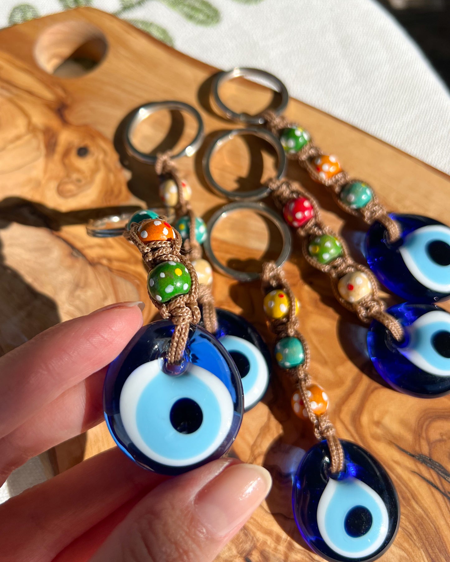 Evil Eye Keychain, Cute Handmade Keychain, Macrame Keychain