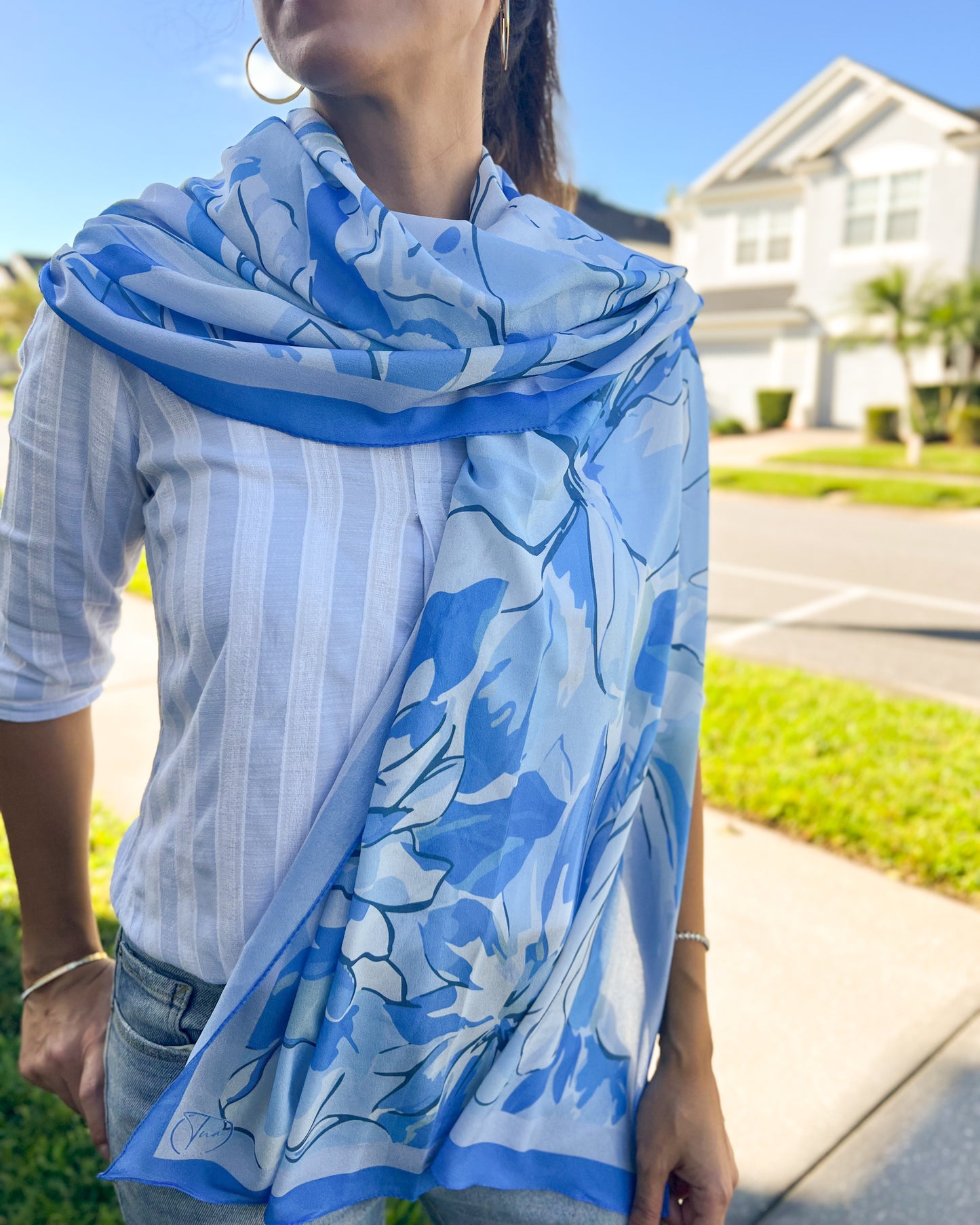 Elegant and Soft Shawls, Floral Pashmina, Silky Scarf for Women