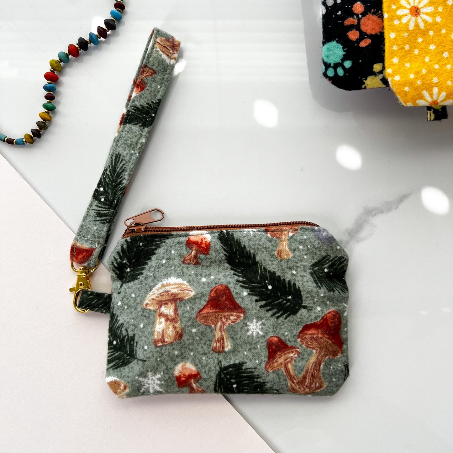 Woodland Mushroom Coin Purse with Wristlet Set