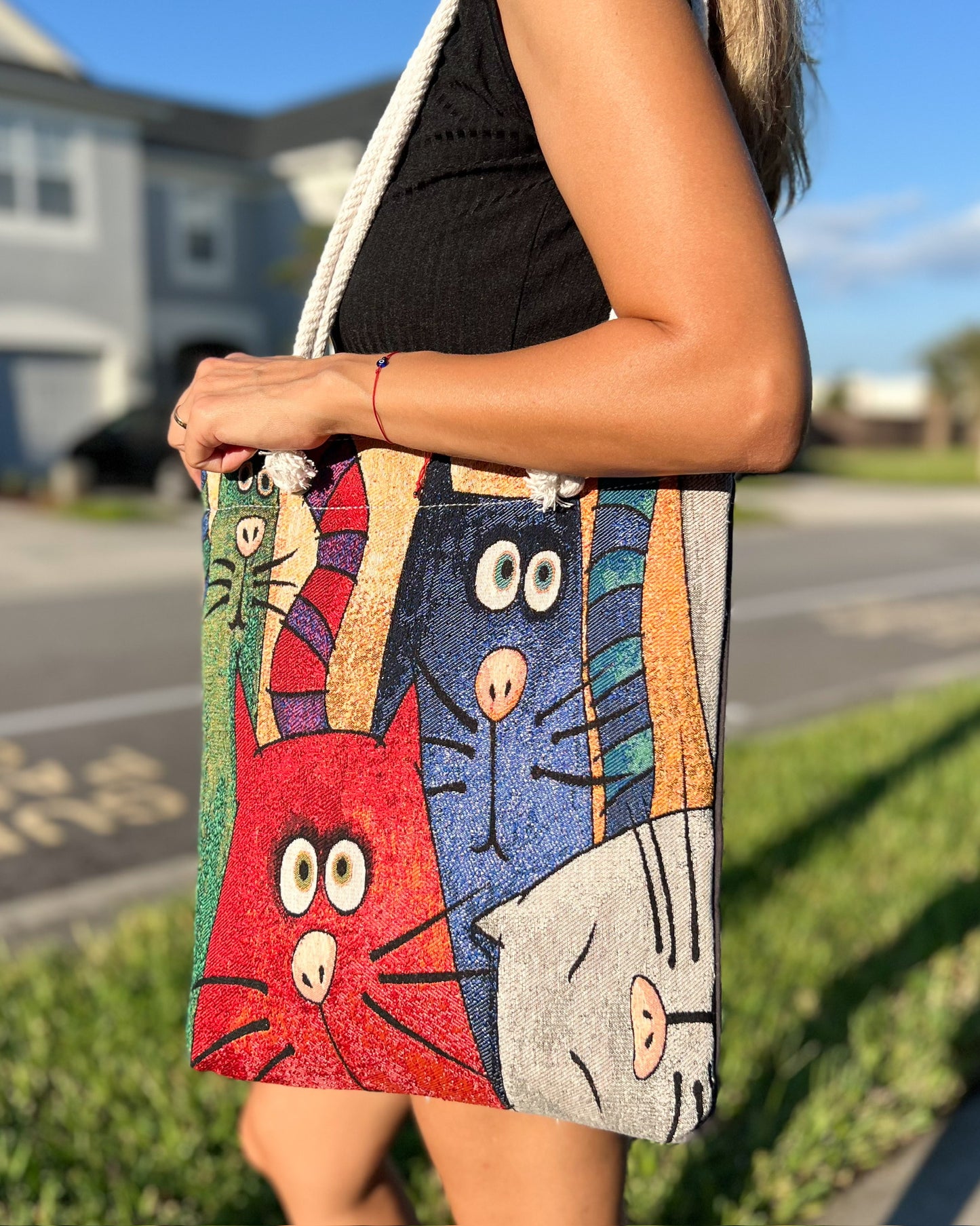 Cute Shoulder Bag, Women's Tote Bag, Cat Design Bag
