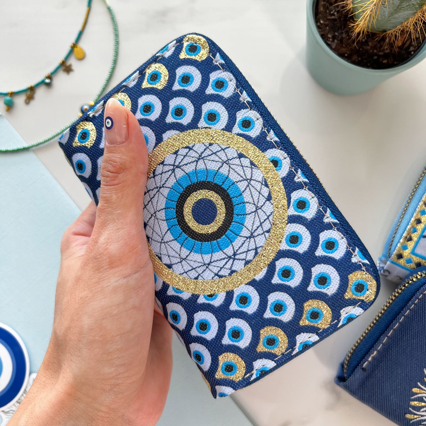 Small Purse, Evil Eye Wallet, Small Coin Purse and Card Wallet