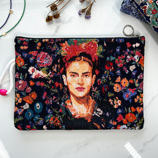 Boho Clutch with Wristlet, Handmade Fabric Clutch Purse